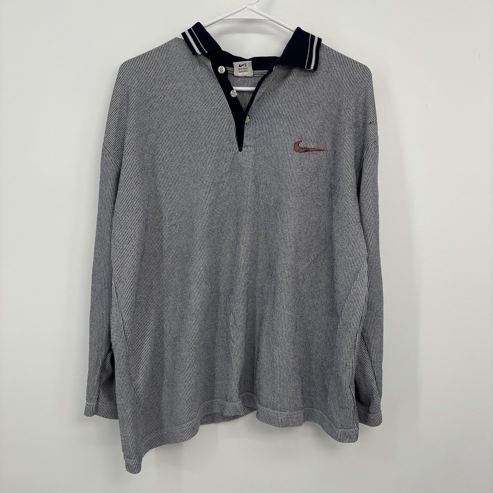 Vintage Nike Collared Long Sleeve Shirt Striped Men's M/L Measurements Retro